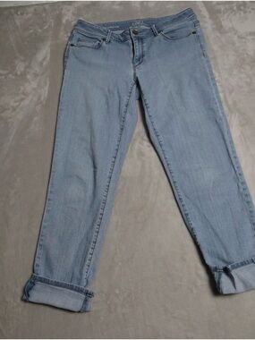 LOFT Light Blue Boyfriend Jeans with Cuffed Hem